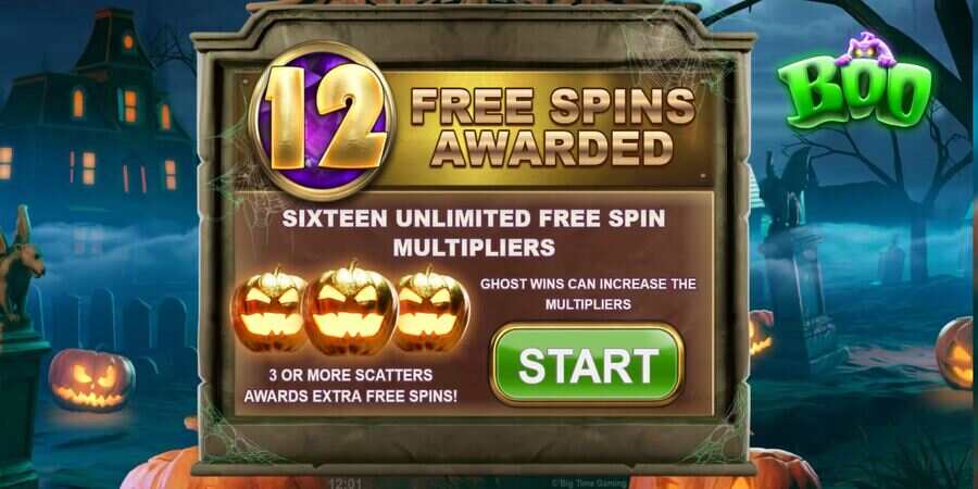 Boo free spins bonus