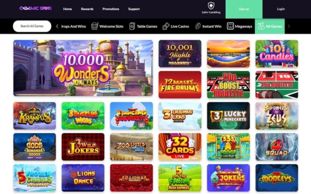 Cosmic Spins Casino Games on Desktop