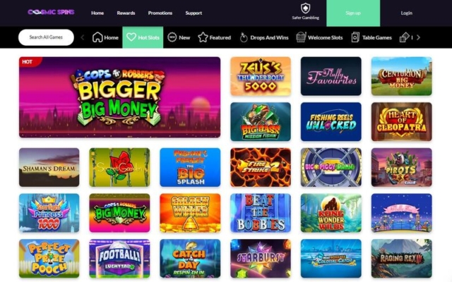 Cosmic Spins Casino Slots on Desktop