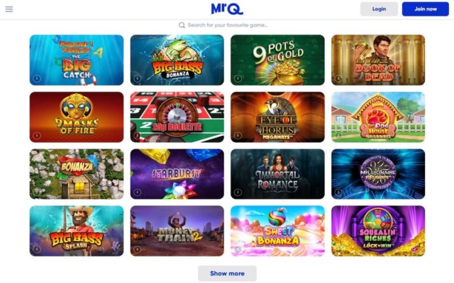 MrQ Casino Games on Desktop