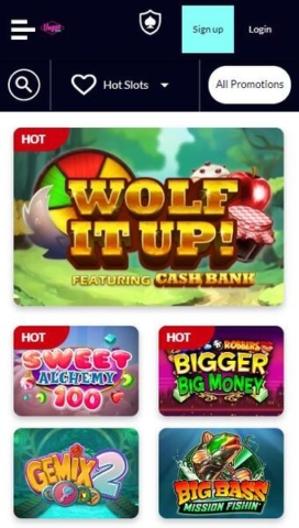 Vegas Wins Casino Slots Lobby on Mobile