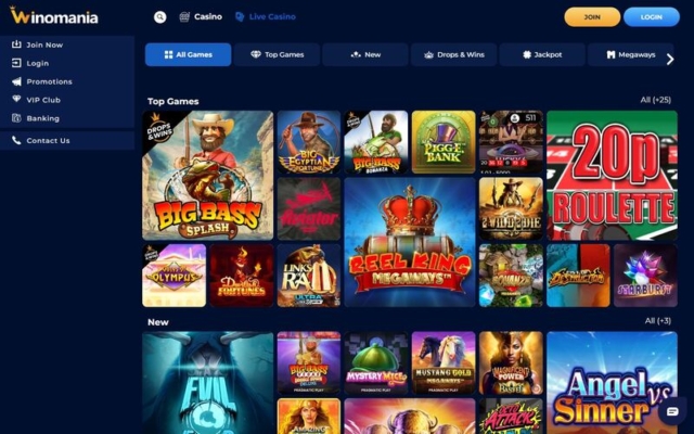 Winomania Casino Games on Desktop