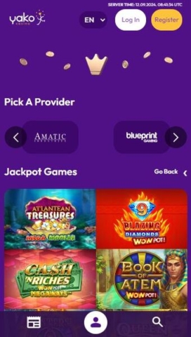 Yako Casino Jackpot Slots on Mobile