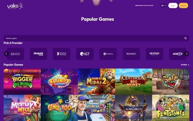 Yako Casino Popular Slots on Desktop