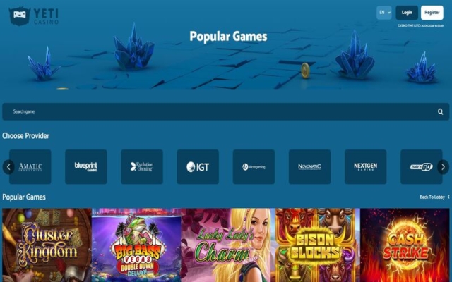 Yeti Casino Games on Desktop