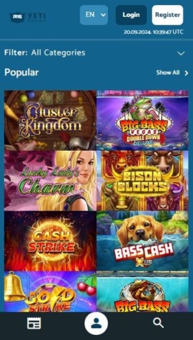 Yeti Casino Games on Mobile