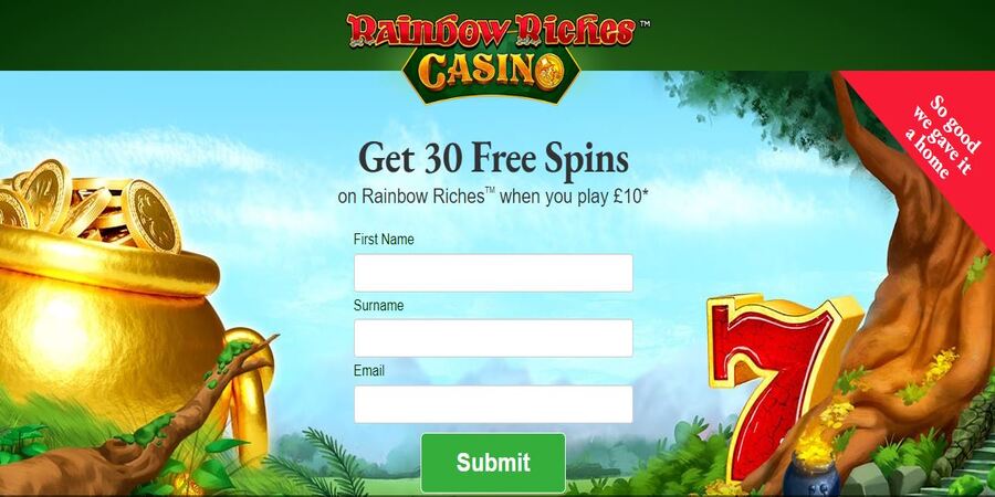 Rainbow Riches Casino no wagering bonus